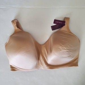 Women's CACIQUE NWT NEW Comfort Satin No-Wire Beige Bra SZ 42F Plus Size.